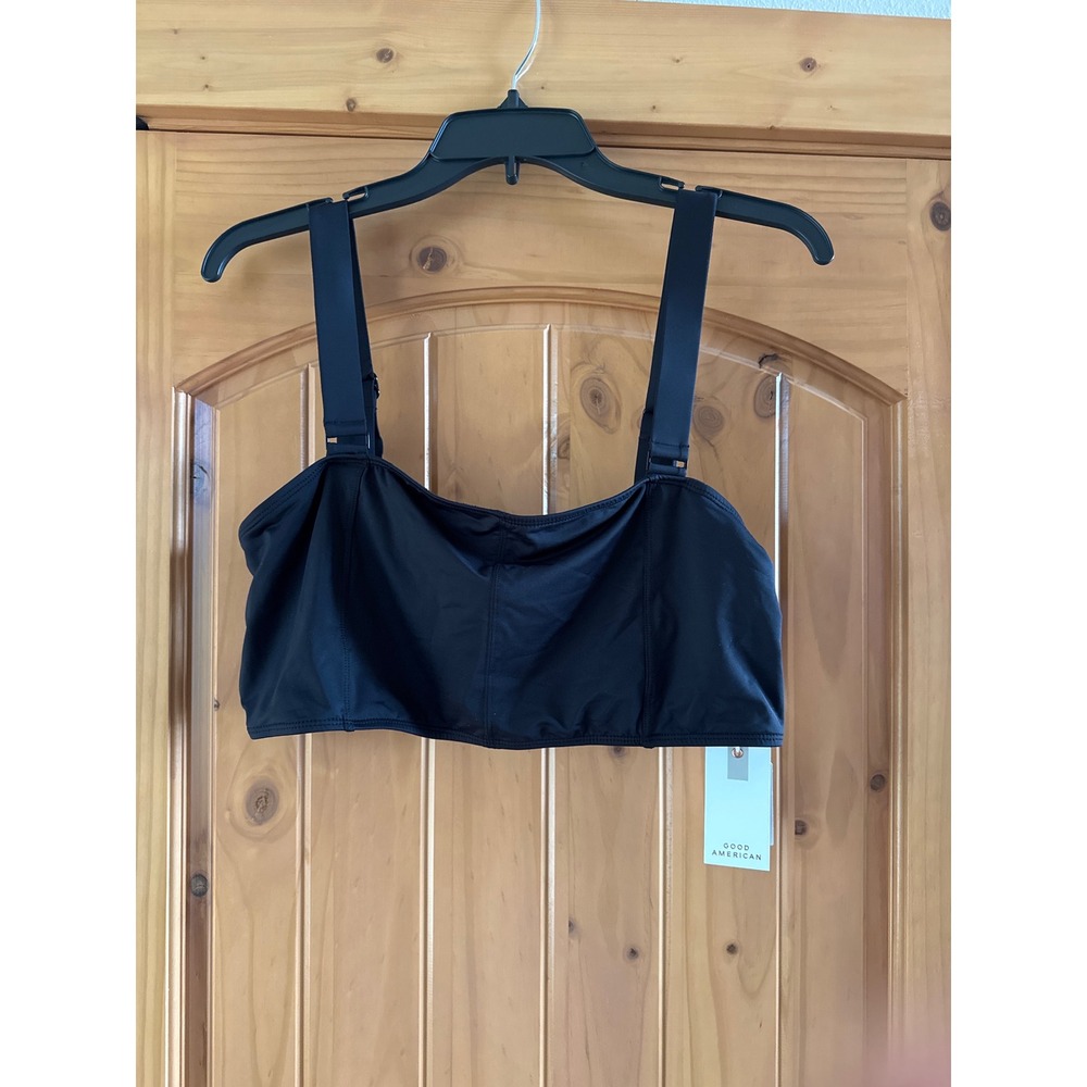 Good American Always Fits Bandeau Bikini Top Black GSW0244 Size 5โ (2X) NWT